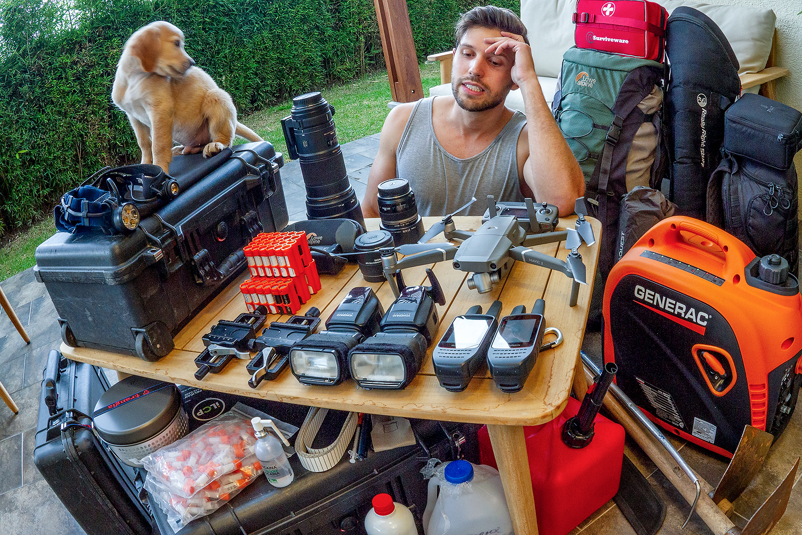 Image showing biologist Alejandro Arteaga packing for an expedition