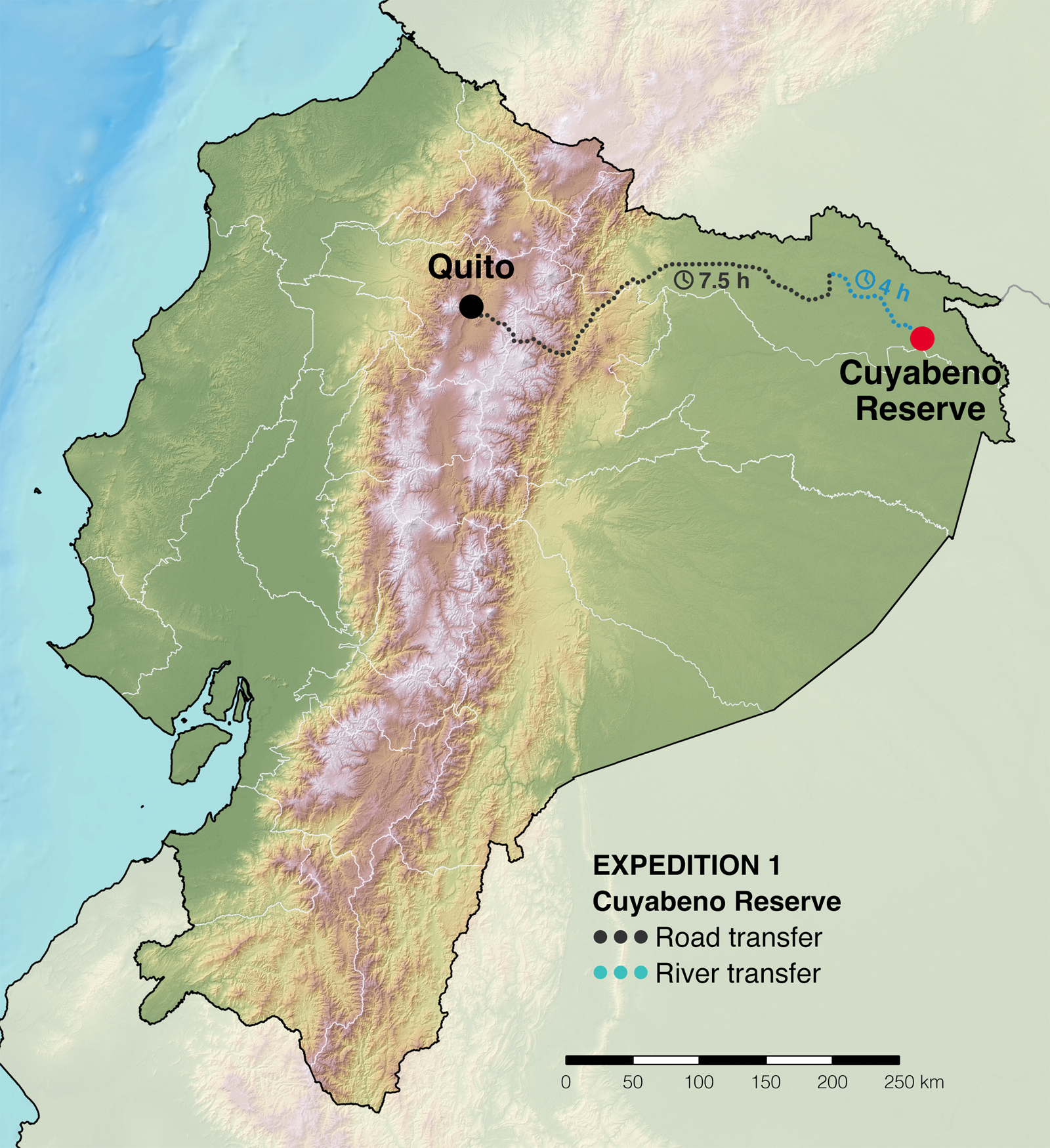 Map of the first expedition of the Ecuador Rare Snake Census