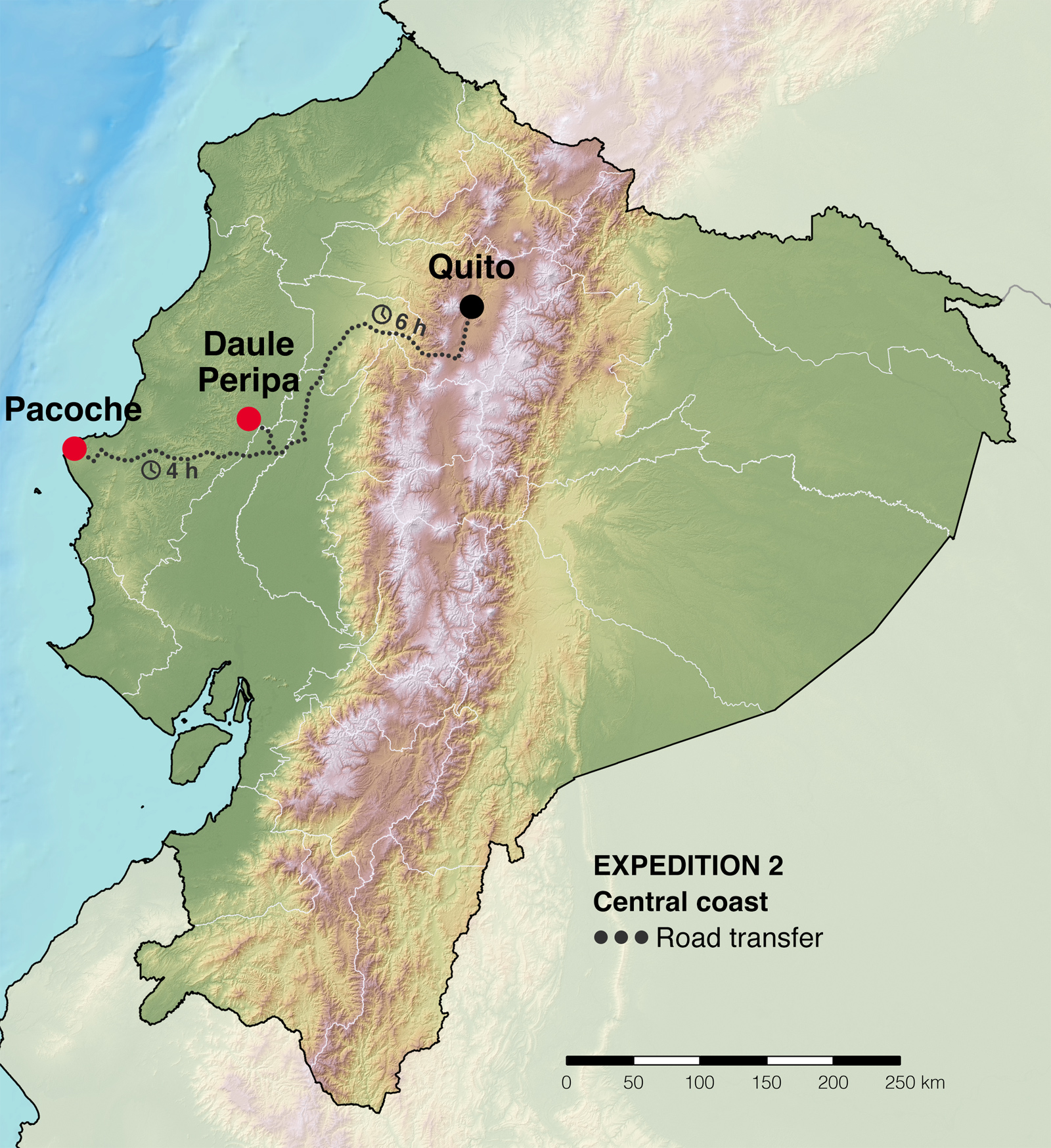 Map of the second expedition of the Ecuador Rare Snake Census