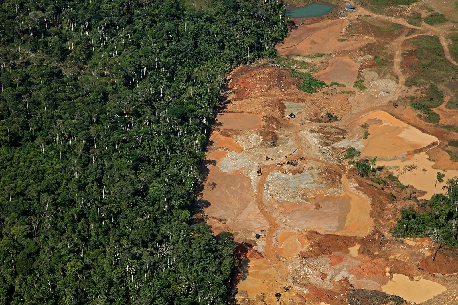 Image showing an illegal gold mining operation in the upper Amazon basin of Ecuador